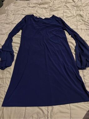 MSK Royal Blue Long Sleeve Dress with Ruffle Sleeves